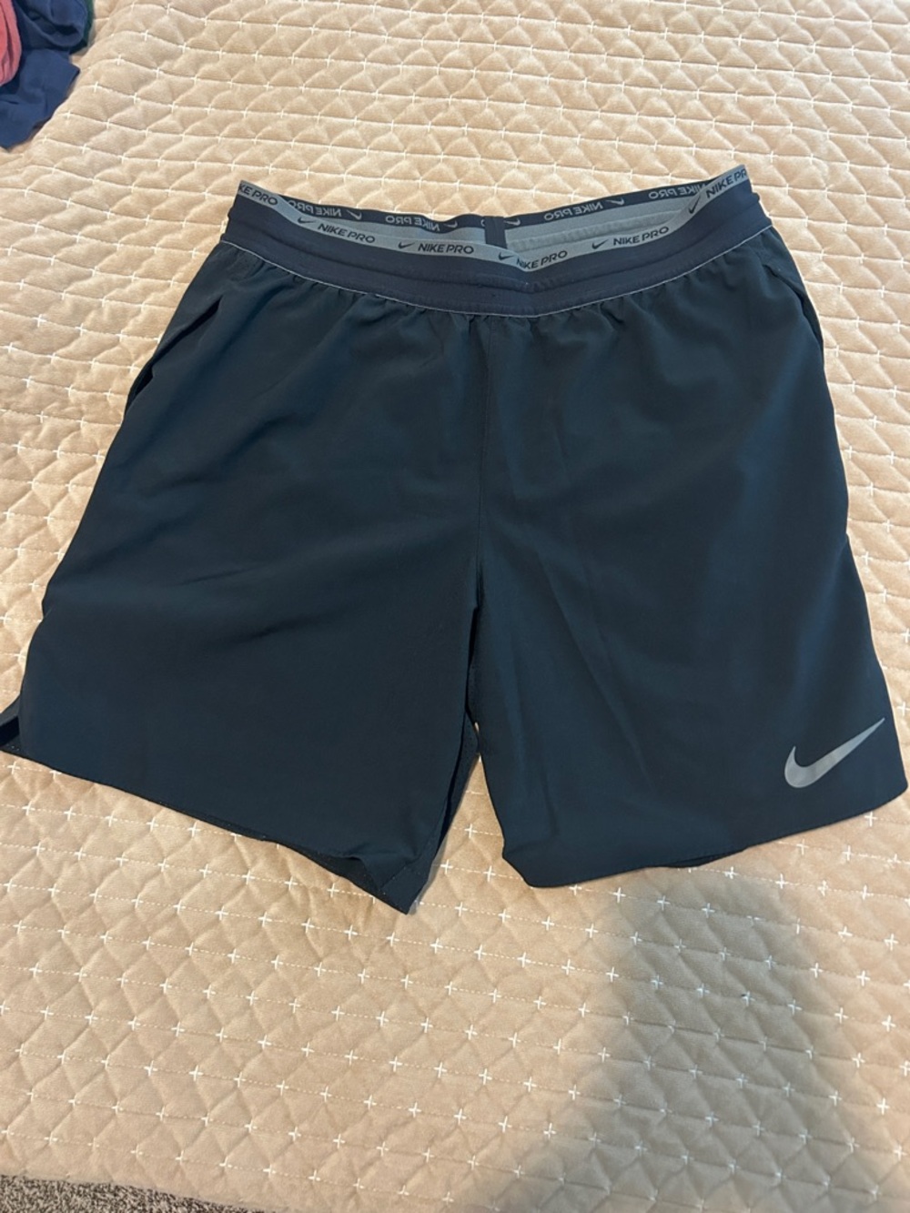 Nike Black Athletic Men's Training Shorts with Gray Swoosh